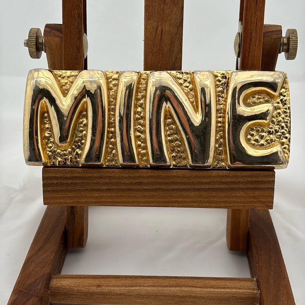 24K Gold Plated Brass Paperweight “MINE”